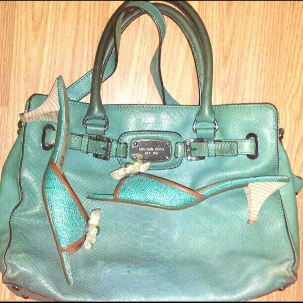 Michael Kors Aquamarine Leather Bag Purse Handbag - Picture 8 of 10